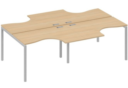 Рабочая станция эргономичная 4х120 Классика Мира Лофт, цвет натуральный дуб + серый
