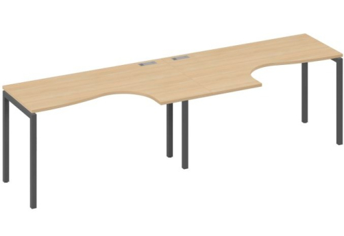 Рабочая станция эргономичная 2х140 Классика Мира Лофт, цвет натуральный дуб + антрацит