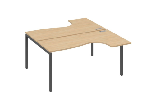 Рабочая станция эргономичная 2х160 Классика Мира Лофт, цвет натуральный дуб + антрацит
