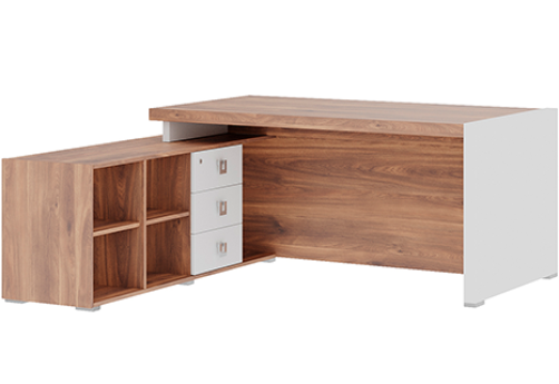 Стол письменный на опорной тумбе Пальмира, цвет орех бренди + белый