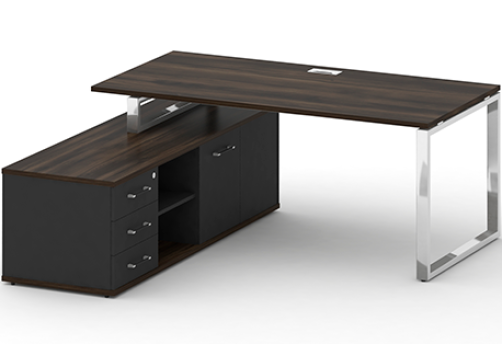 Стол руководителя с опорной греденцией левый Брауни, цвет дуб мали + антрацит