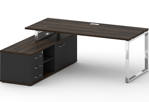 Стол руководителя с опорной греденцией левый Брауни, цвет дуб мали + антрацит
