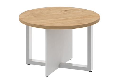 Стол журнальный круглый Брауни, цвет тиквуд светлый + белый