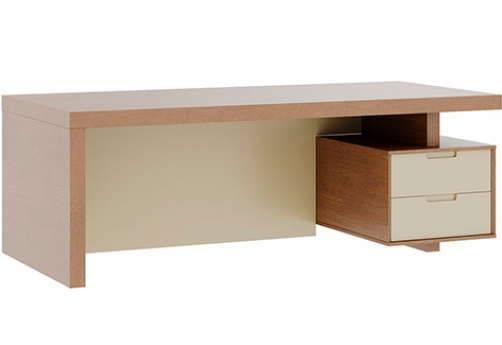 Стол письменный с тумбой малой правый Невада, цвет дуб капучино + бежевый