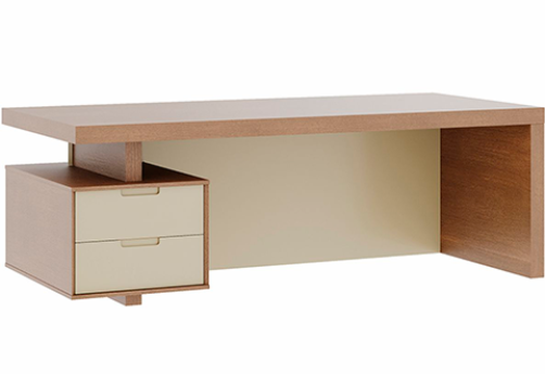 Стол письменный с тумбой малой левый Невада, цвет дуб капучино + бежевый