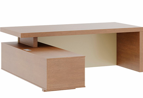 Стол письменный с тумбой большой левый Невада, цвет дуб капучино + бежевый