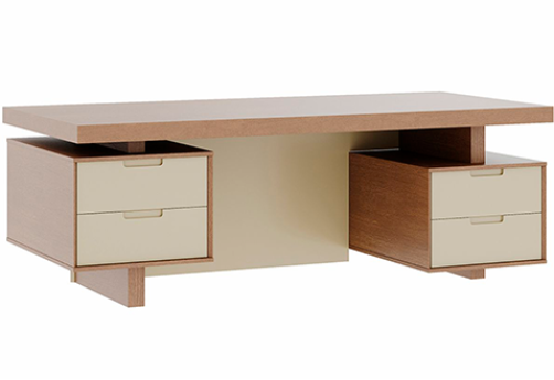Стол письменный с тумбами малыми левый Невада, цвет дуб капучино + бежевый