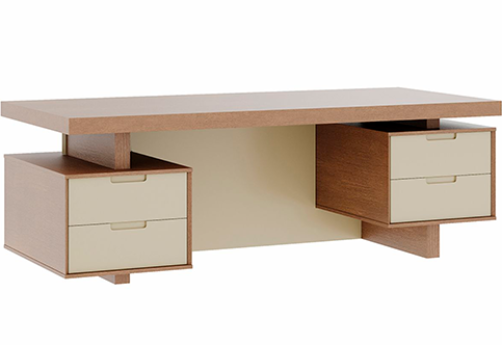 Стол письменный с тумбами малыми правый Невада, цвет дуб капучино + бежевый
