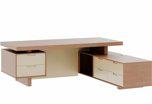 Стол письменный с тумбами правый Невада, цвет дуб капучино + бежевый