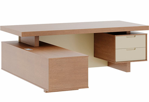 Стол письменный с тумбами левый Невада, цвет дуб капучино + бежевый