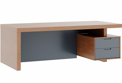 Стол письменный с тумбой малой правый Невада, цвет дуб капучино + серый