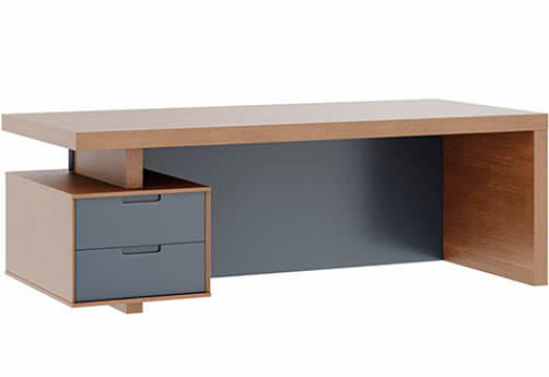 Стол письменный с тумбой малой левый Невада, цвет дуб капучино + серый