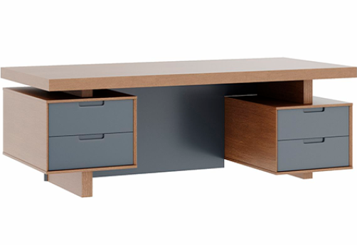 Стол письменный с тумбами малыми левый Невада, цвет дуб капучино + серый