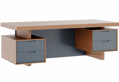 Стол письменный с тумбами малыми правый Невада, цвет дуб капучино + серый