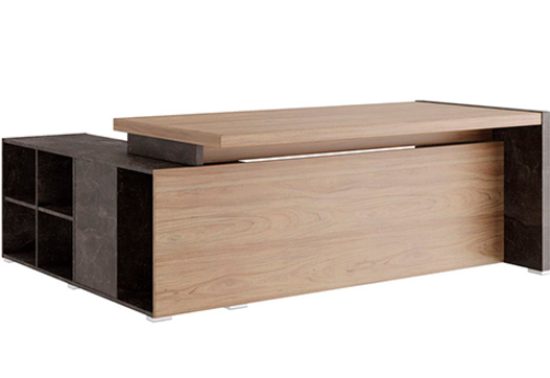 Стол письменный на опорной тумбе (левый/правый) Челси, цвет вяз + бетон темный