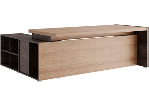 Стол письменный на опорной тумбе (левый/правый) Челси, цвет вяз + бетон темный