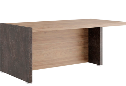 Стол письменный с асимметричными опорами левый Челси, цвет вяз + бетон темный