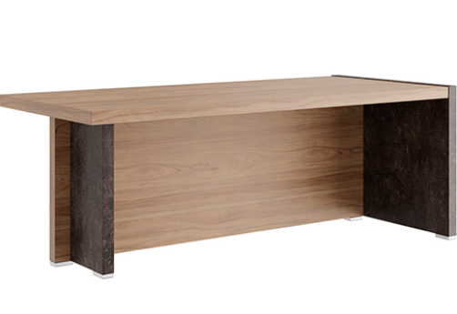 Стол письменный с асимметричными опорами правый Челси, цвет вяз + бетон темный