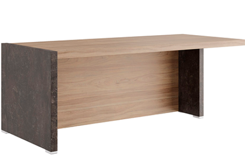 Стол письменный с асимметричными опорами левый Челси, цвет вяз + бетон темный
