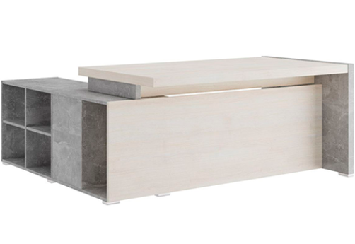 Стол письменный на опорной тумбе (левый/правый) Челси, цвет дуб шамони светлый + бетон светлый