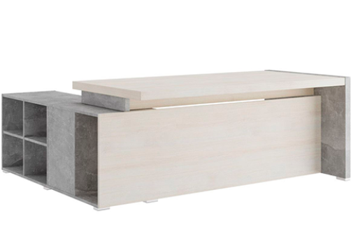 Стол письменный на опорной тумбе (левый/правый) Челси, цвет дуб шамони светлый + бетон светлый