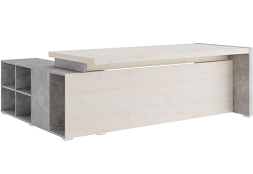 Стол письменный на опорной тумбе (левый/правый) Челси, цвет дуб шамони светлый + бетон светлый