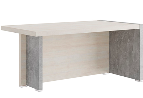 Стол письменный с асимметричными опорами правый Челси, цвет дуб шамони светлый + бетон светлый