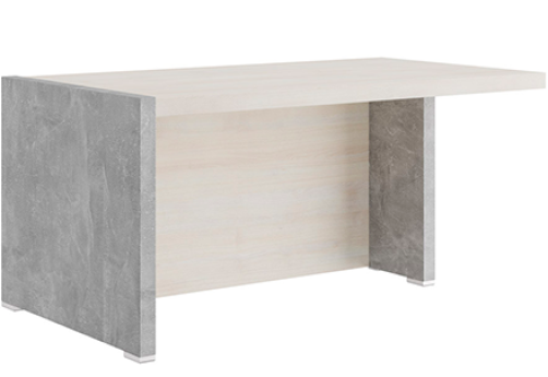 Стол письменный с асимметричными опорами левый Челси, цвет дуб шамони светлый + бетон светлый
