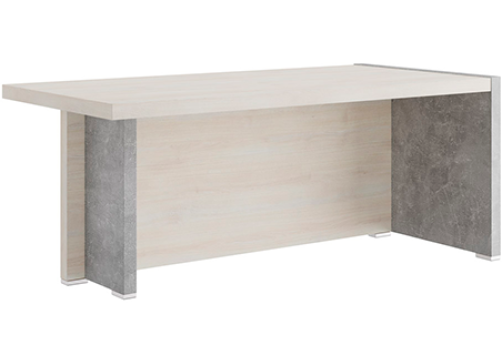 Стол письменный с асимметричными опорами правый Челси, цвет дуб шамони светлый + бетон светлый