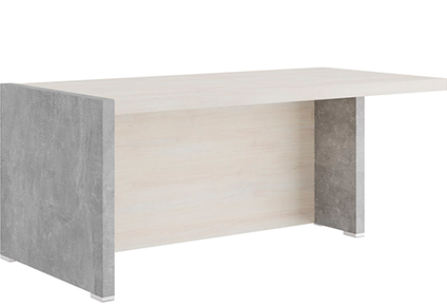 Стол письменный с асимметричными опорами левый Челси, цвет дуб шамони светлый + бетон светлый