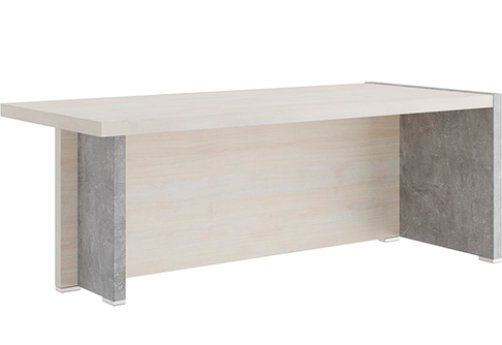 Стол письменный с асимметричными опорами правый Челси, цвет дуб шамони светлый + бетон светлый