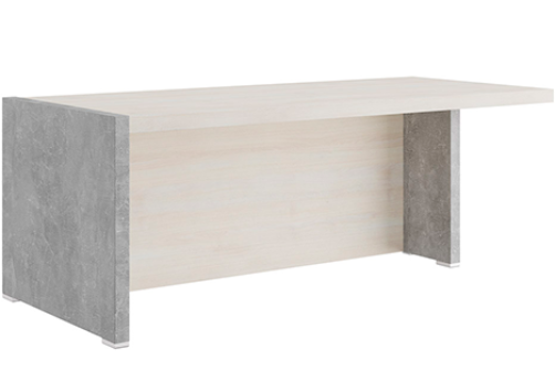 Стол письменный с асимметричными опорами левый Челси, цвет дуб шамони светлый + бетон светлый