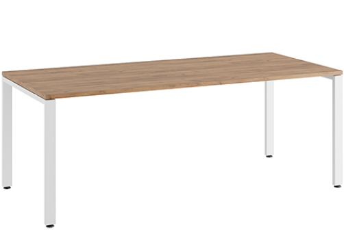 Стол руководителя на металлоопорах Эрника, цвет дуб крафт + белый