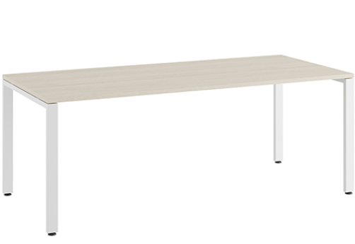 Стол руководителя на металлоопорах Эрника, цвет дуб шамони светлый + белый