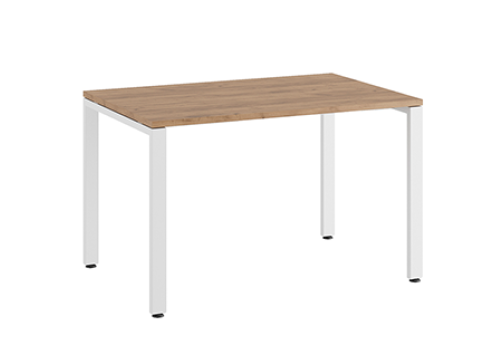 Стол прямой на металлоопорах Эрника Металл, цвет дуб крафт + белый