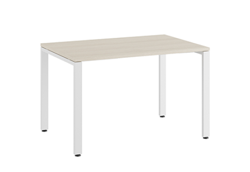 Стол прямой на металлоопорах Эрника Металл, цвет дуб шамони светлый + белый