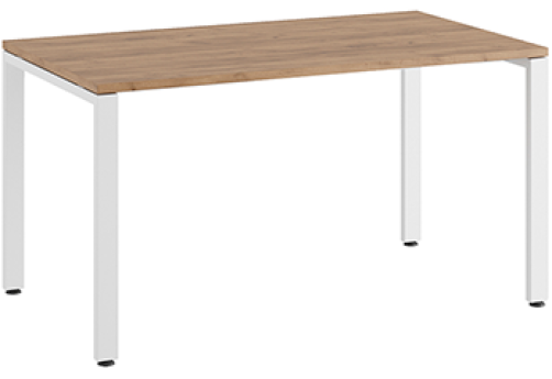 Стол прямой на металлоопорах Эрника Металл, цвет дуб крафт + белый
