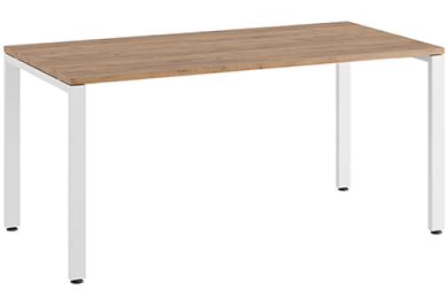 Стол прямой на металлоопорах Эрника Металл, цвет дуб крафт + белый