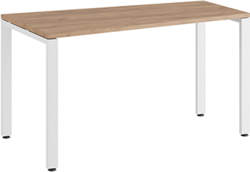 Стол трапеция на металлоопорах левый Эрника Металл, цвет дуб крафт + белый