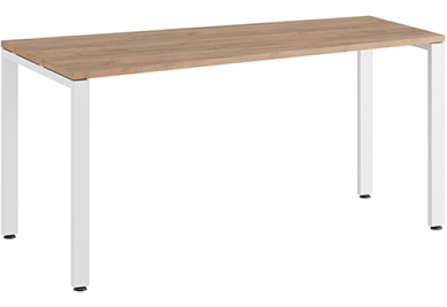 Стол трапеция на металлоопорах левый Эрника Металл, цвет дуб крафт + белый