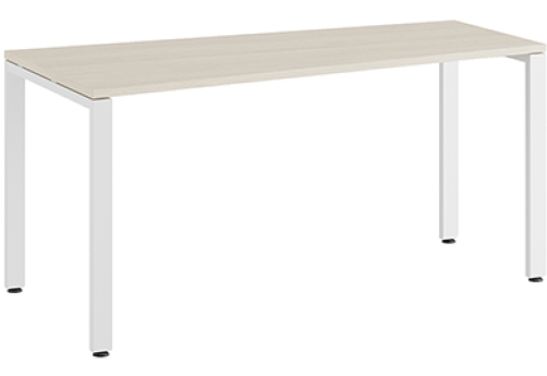 Стол трапеция на металлоопорах левый Эрника Металл, цвет дуб шамони светлый + белый