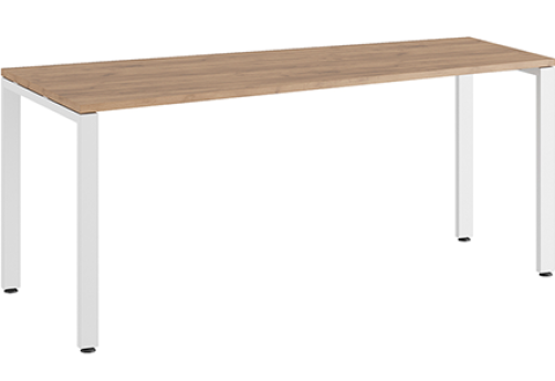Стол трапеция на металлоопорах левый Эрника Металл, цвет дуб крафт + белый