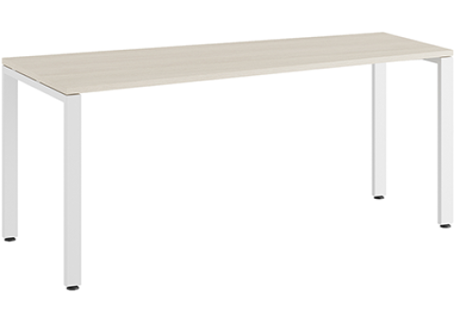 Стол трапеция на металлоопорах левый Эрника Металл, цвет дуб шамони светлый + белый