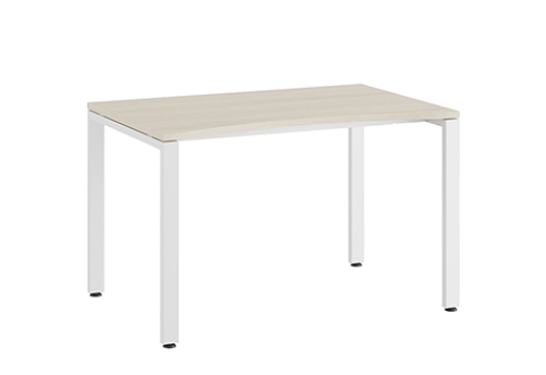 Стол линза на металлоопорах Эрника Металл, цвет дуб шамони светлый + белый