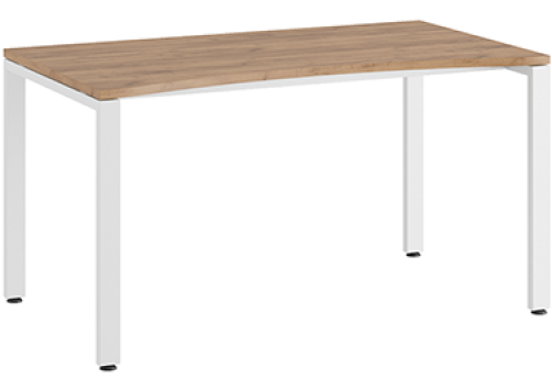 Стол линза на металлоопорах Эрника Металл, цвет дуб крафт + белый