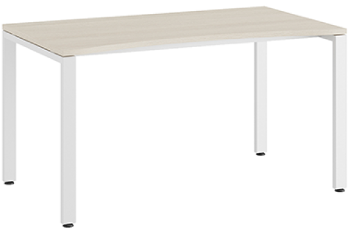 Стол линза на металлоопорах Эрника Металл, цвет дуб шамони светлый + белый