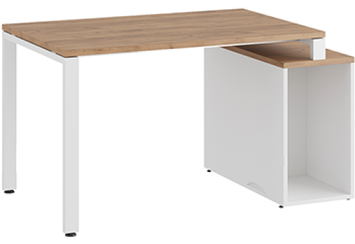 Стол на опорной тумбе Эрника Металл, цвет дуб крафт + белый