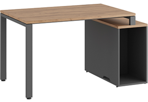 Стол на опорной тумбе Эрника Металл, цвет дуб крафт + антрацит