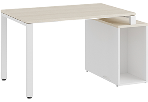 Стол на опорной тумбе Эрника Металл, цвет дуб шамони светлый + белый