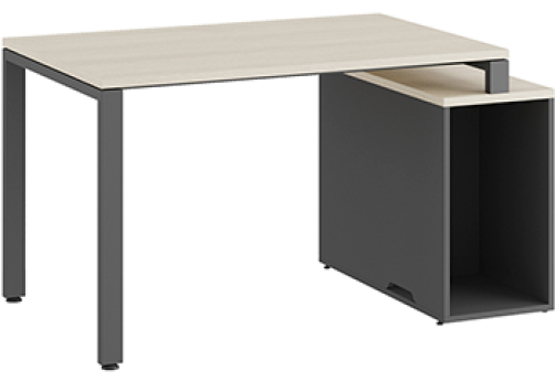 Стол на опорной тумбе Эрника Металл, цвет дуб шамони светлый + антрацит